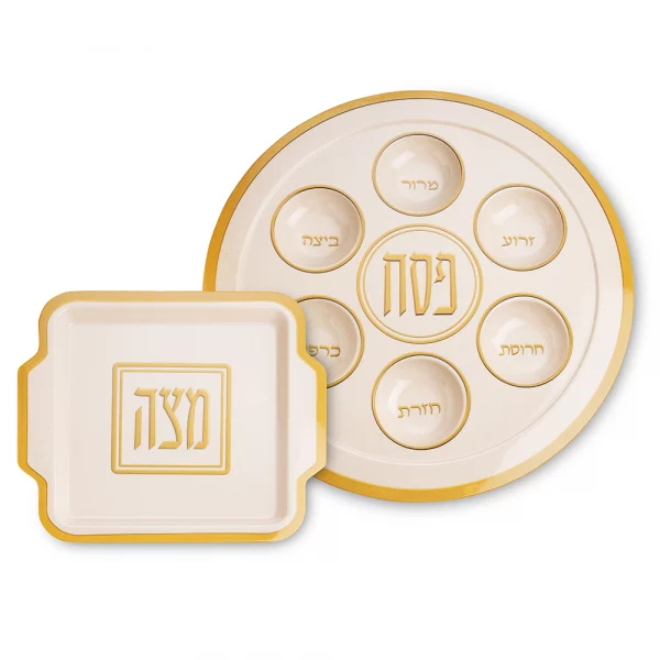 set plateau pour le seder et plat à matza en mélaminé
