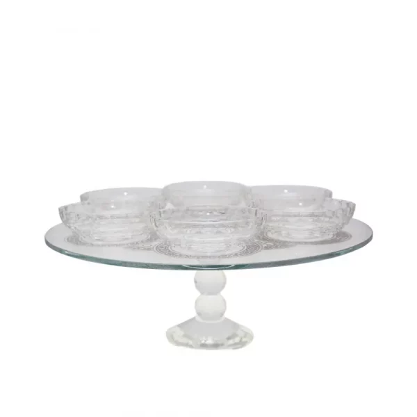 plateau-seder-sur-pied-facon-cristal-38x38x18cm Plateau pour le seder de Pessah sur pied en verre et cristal