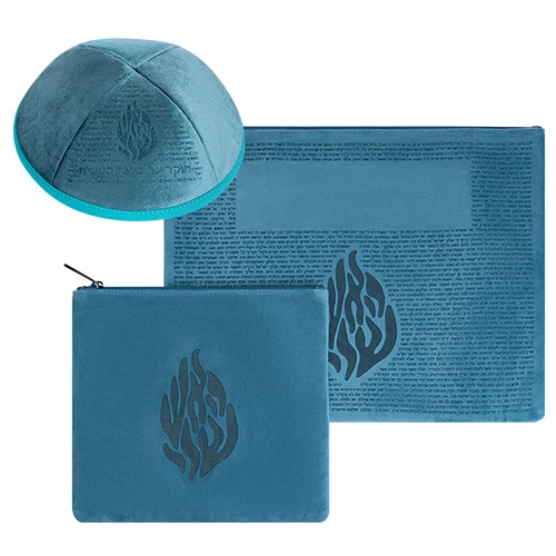 Pochette Talith Téfiline et Kipa Flamme Rabbi Nahman de Breslev