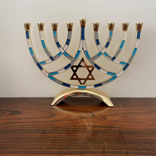 Hanoukia star bleue Doré