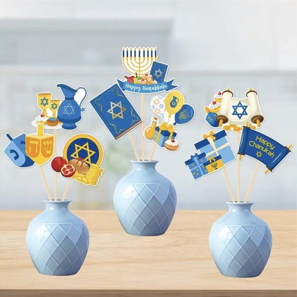 lot de 9 Décorations de Vase Hanouka Bâtonnets de Centre de Table