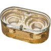 40127 Bougeoir de shabbat de voyage doré en verre