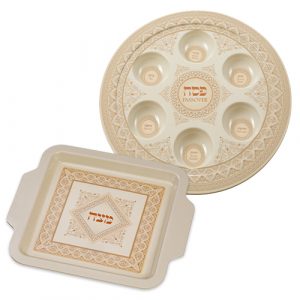 48390 set plateau pour le seder et plat à matza en mélaminé