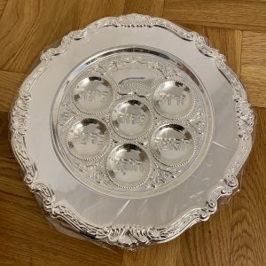 plat chromé seder Plateau pour le seder de Pessah en métal argenté