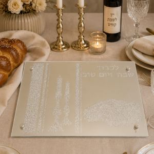 Plateau pour Shabbat en verre argenté