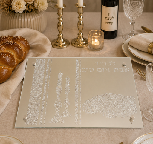Plateau pour Shabbat en verre argenté