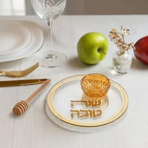 Assiette et Pot pour le Miel avec cuillère en bois pour le miel