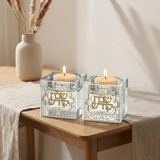 42623_11 Bougeoir de shabbat en cristal