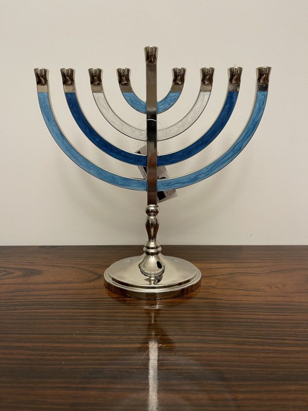 Hanoukia Métal blanc et bleu