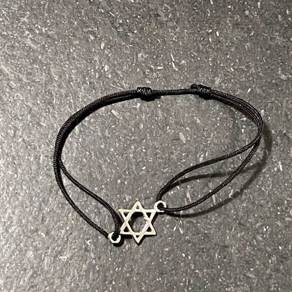  Bracelet fil Noir  coulissant et Maguen David Argent