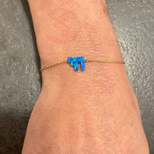 Bracelet Hai pierre bleue et Chaine Plaqué Or