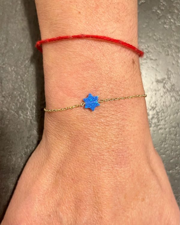 Bracelet Maguen David pierre bleue et Chaine Plaqué Or