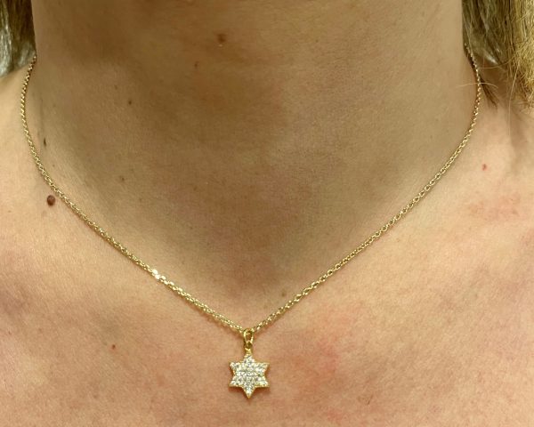 Collier Maguen David  Strass et Plaqué Or