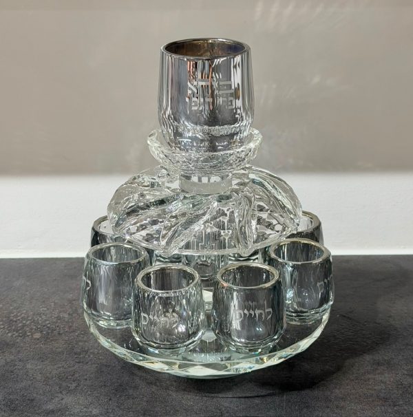 Fontaine à Kidouch Cristal avec 8 petits verres couleur argent