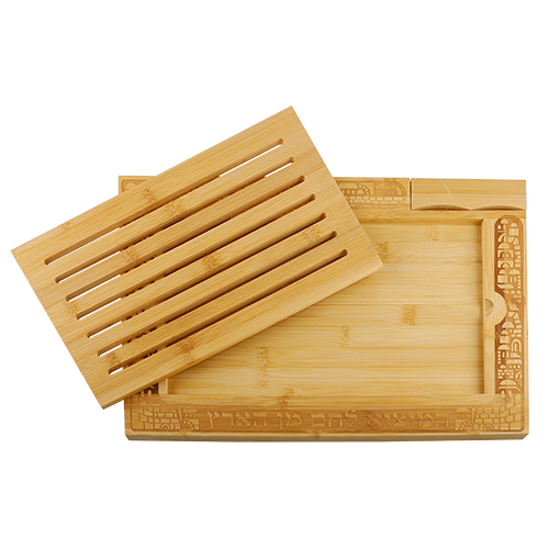 Plateau pour Shabbat en Bois avec couteau et ramasse miettes