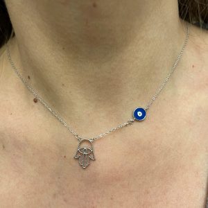 chaine main et oeil argent Collier main et œil en Argent