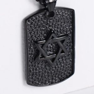 Pendentif  Maguen David sur plaque  en  Acier 