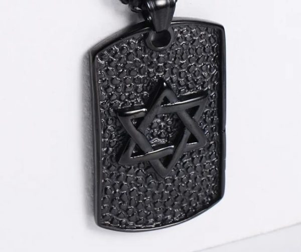 Pendentif  Maguen David sur plaque  en  Acier 