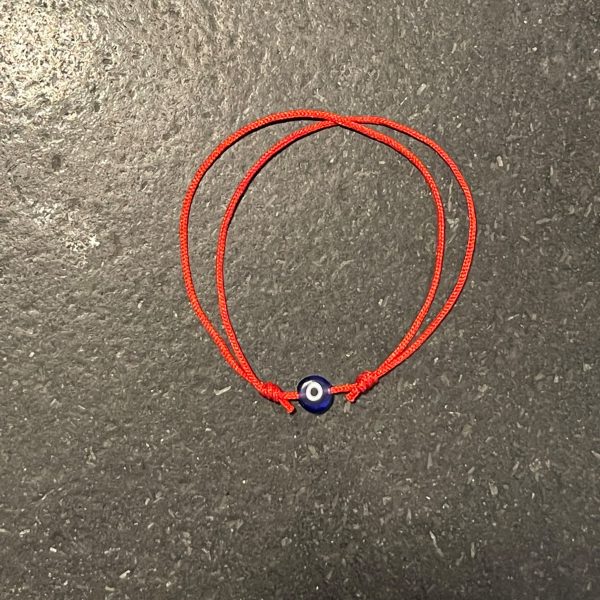 Bracelet Fil Rouge Coulissant Œil bleu foncé en nacre