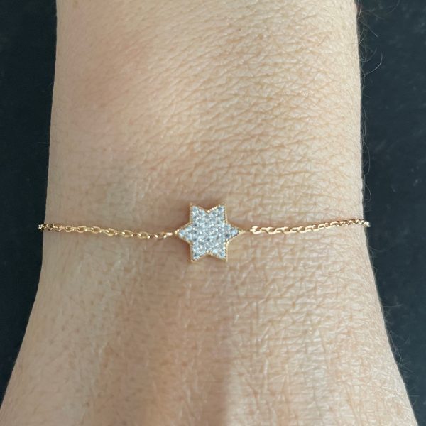 Bracelet Maguen David strass Plaqué Or