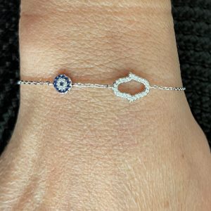 Bracelet main et œil Strass en Argent