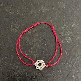 bracelet rouge + maguen david argent fleur