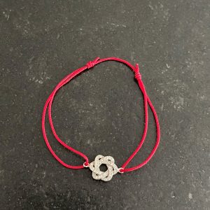 Bracelet fil rouge coulissant Maguen David strass Argent