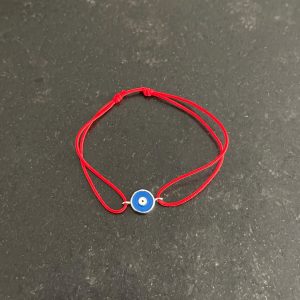 Bracelet fil rouge coulissant œil argent