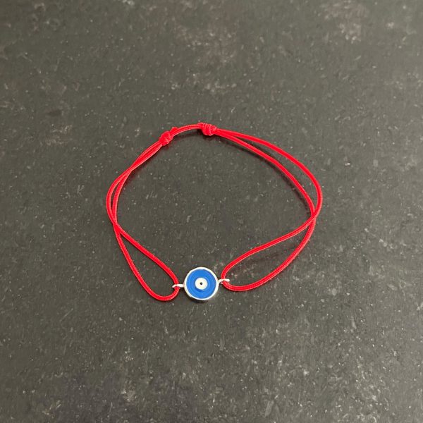 Bracelet fil rouge coulissant œil argent