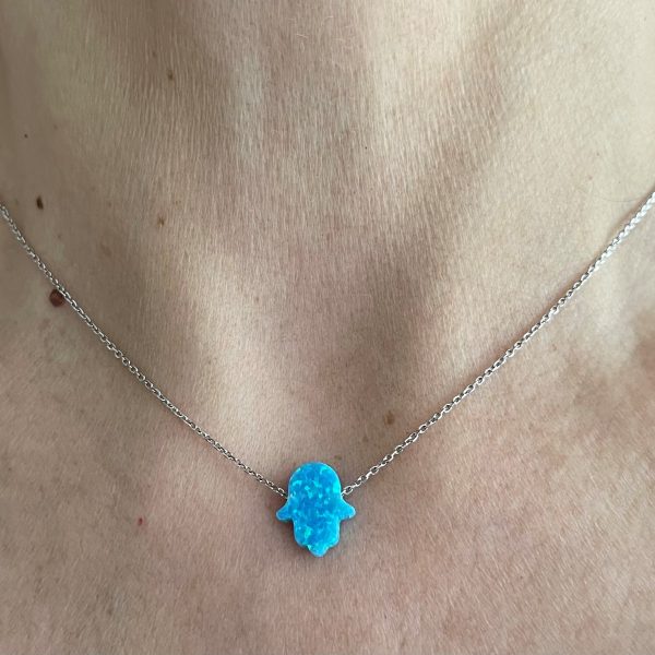 Collier Main pierre bleue et chaine argent