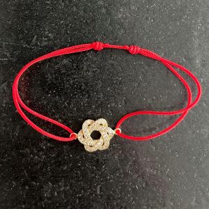 Bracelet fil rouge coulissant Maguen David strass Plaqué Or