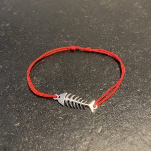 Bracelet Fil Rouge Coulissant Poisson Argent