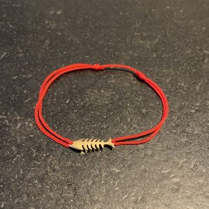 Bracelet Fil Rouge Coulissant Poisson Plaqué Or