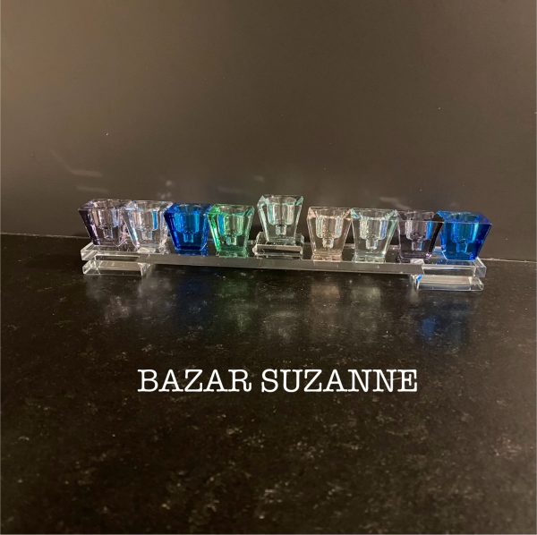 Hanoukia "cristal" colorée bleue