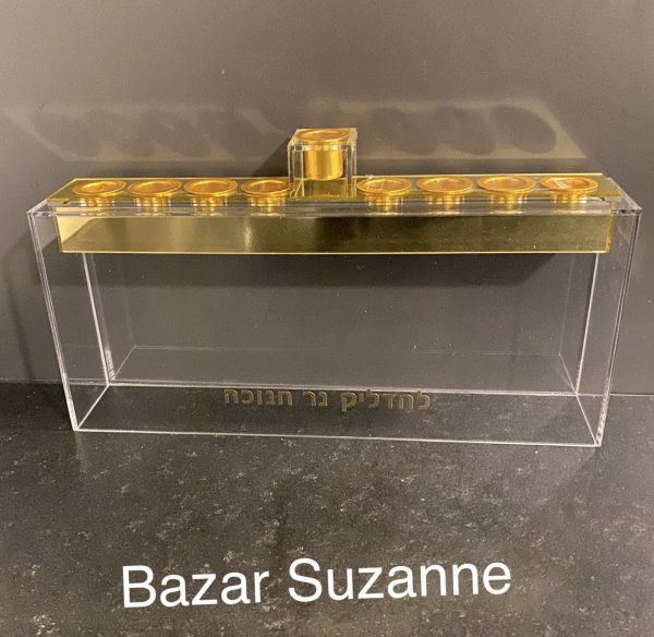 Hanoukia acrylique transparente et dorée