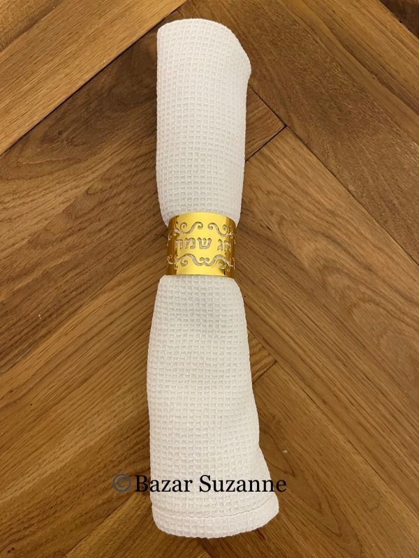 LOT DE 4 RONDS DE SERVIETTES HAG SAMEAH DORE