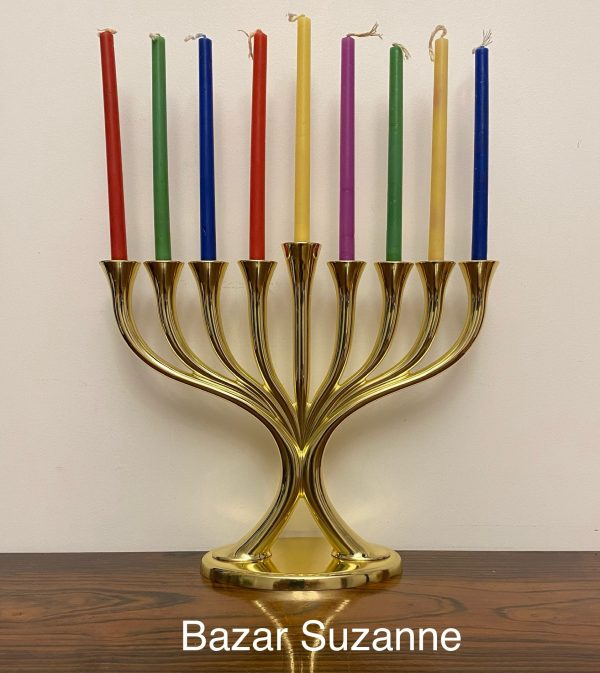 Hanoukia métal doré  arbre de vie