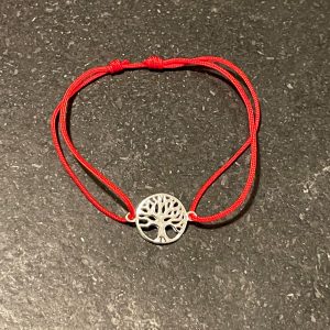  Bracelet fil rouge coulissant Arbre de Vie Argent PM