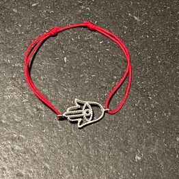 bracelet fil rouge + main et oeil argent