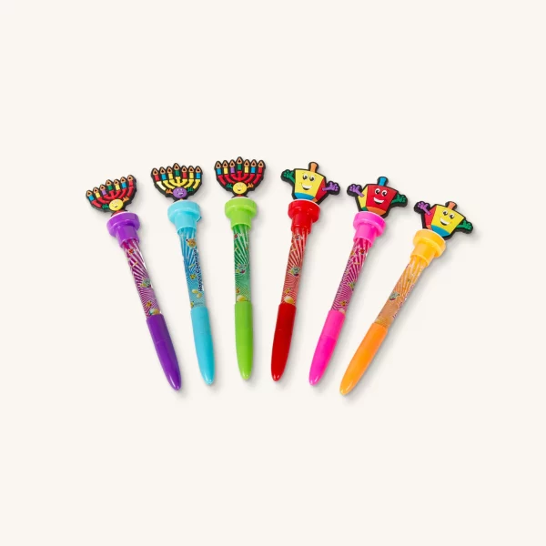 Stylo Hanouka 4 en 1 : lumière, bulles, stylo, tampon encreur