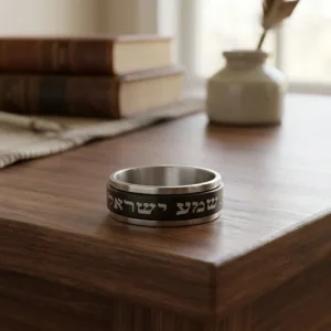Bague en acier inoxydable - écriture "shema Israel"