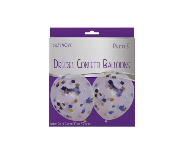 DBC-1001_01 Lot de 5 Ballons de Hanouka Confettis
