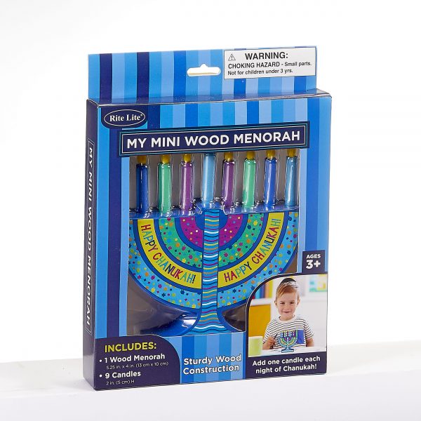 Mini Hanoukia en bois avec bougies en bois amovibles