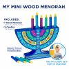 Mini Hanoukia en bois avec bougies en bois amovibles