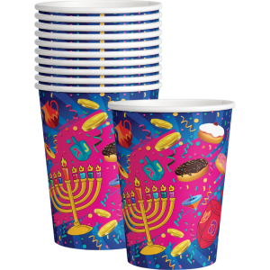 d980b5378cfedf0456057e490ffc686a32e843233c03a259ba226d564ac54b1a Lot de 10 gobelets en carton de HANOUKA