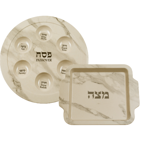 Set Plateau du Seder et Plat à Matza pour Pessah