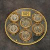 Plateau pour le seder de pessah en verre et coupelles en cristal