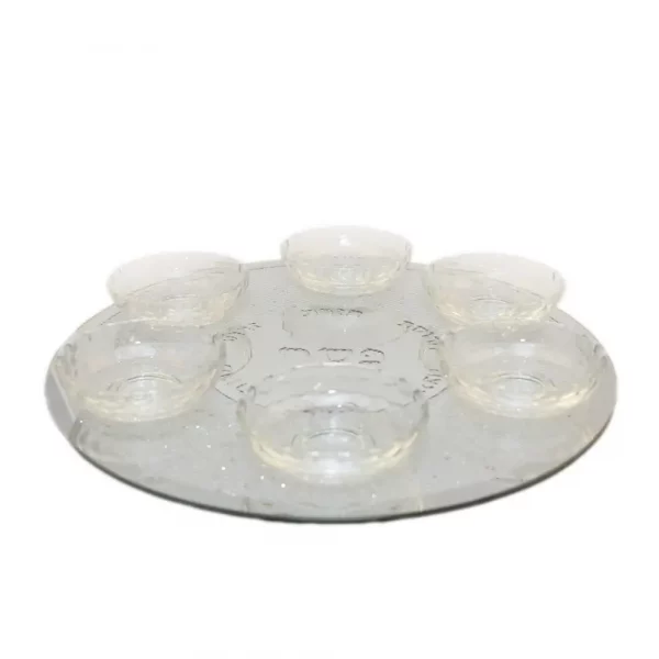 Plateau pour le seder de Pessah argenté en cristal
