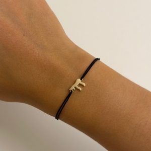 Bracelet fil noir coulissant Haï  Plaqué Or