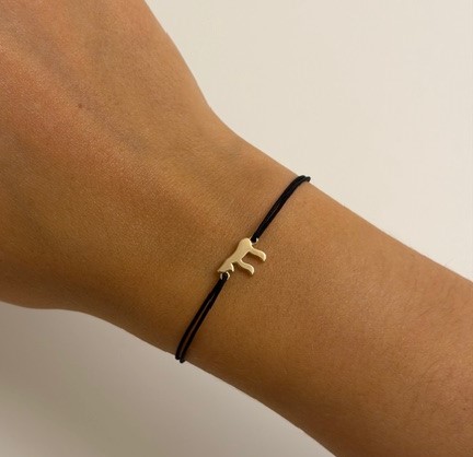 Bracelet fil noir coulissant Haï  Plaqué Or